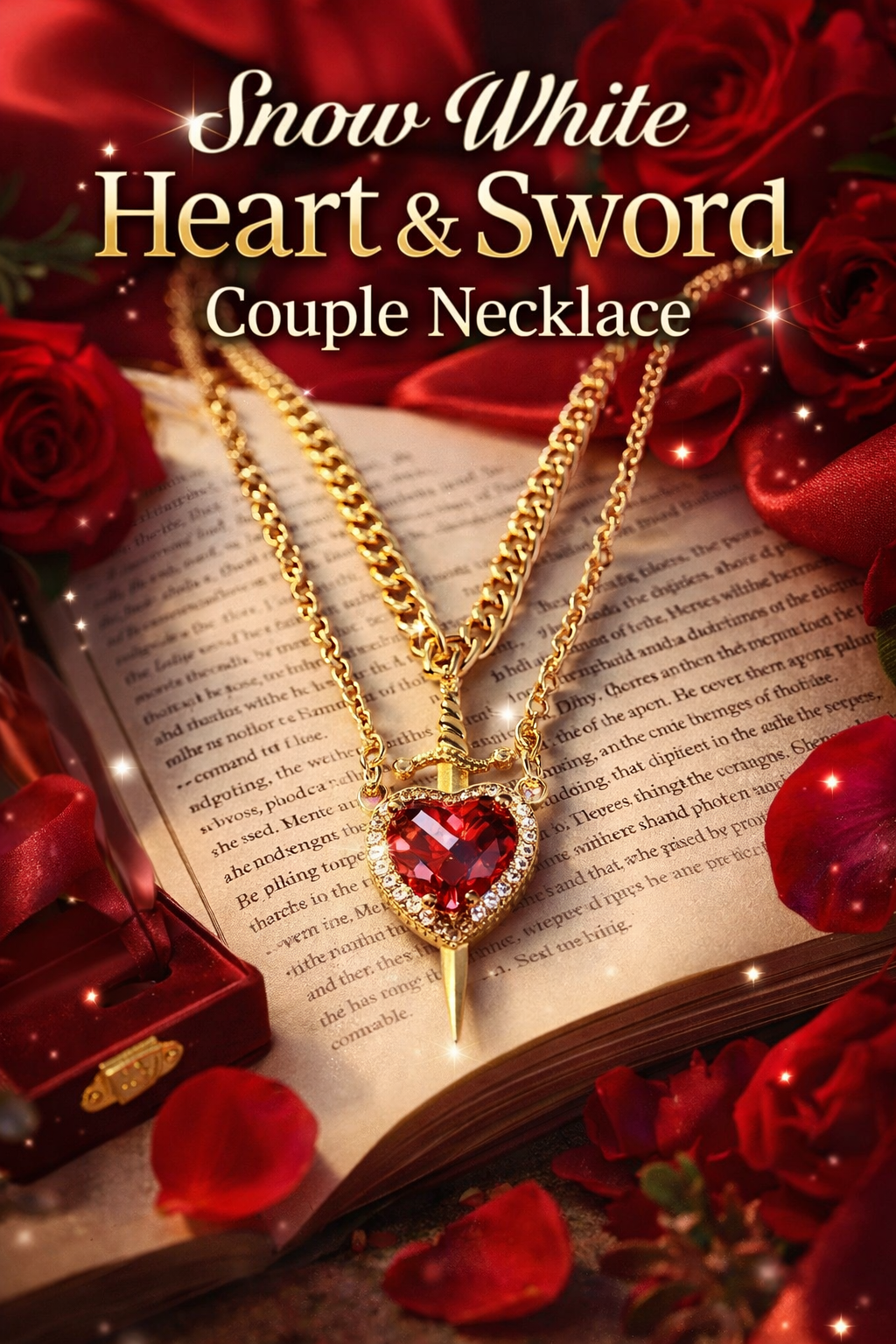 Heart & Sword Couple Pendant Necklace